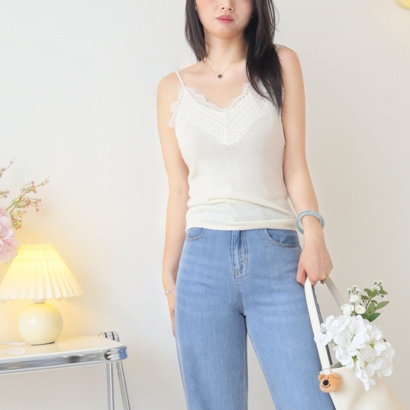 100% Cashmere Lace Camisole - Picture 8 of 11